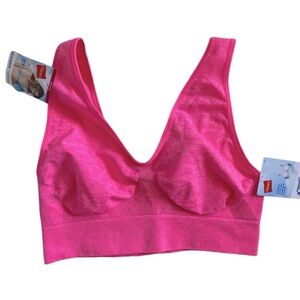 HANES women’s soft bra hot pink wirefree pull on bra size large NWT